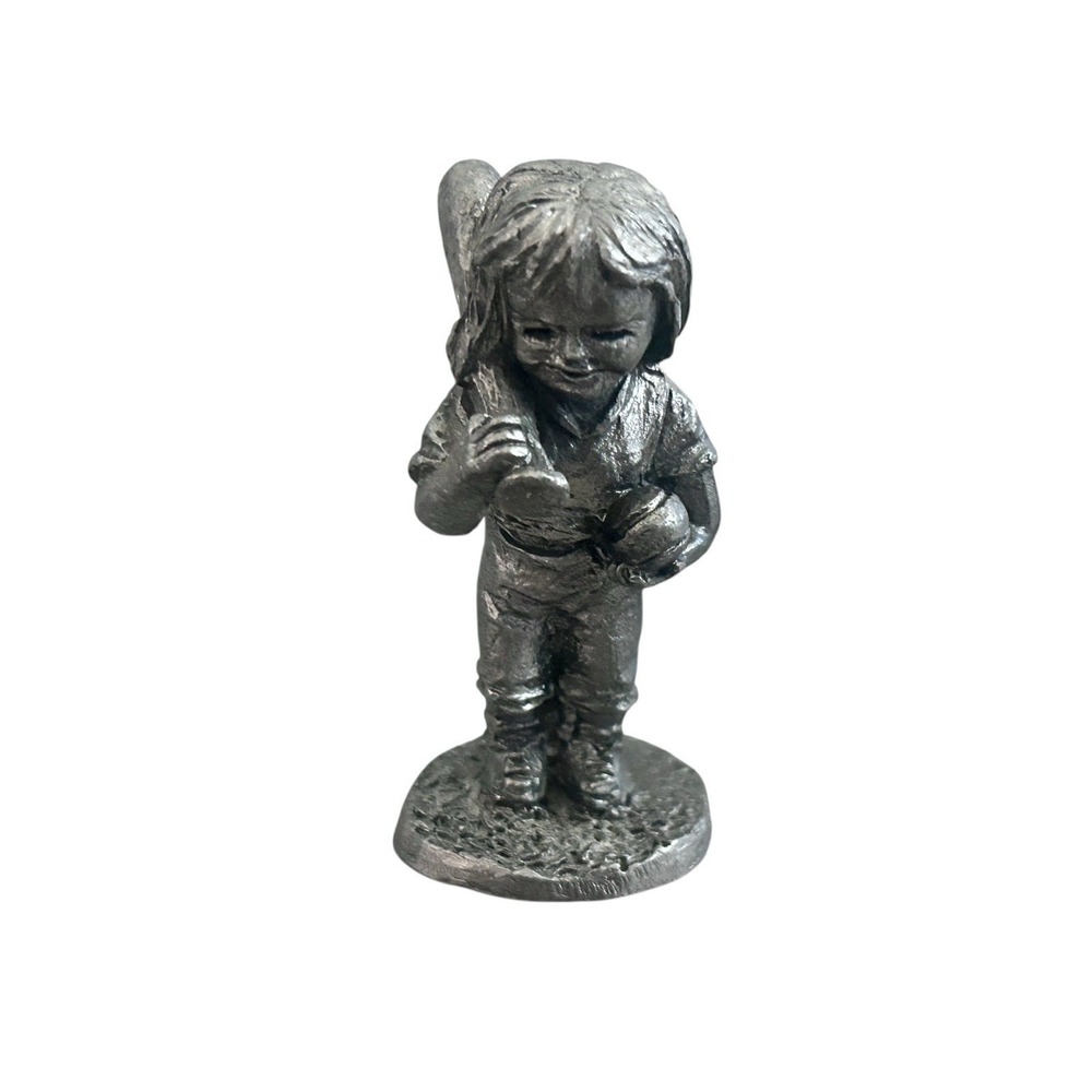 Michael Ricker Pewter Figurine Child Baseball Sports Vintage Signed